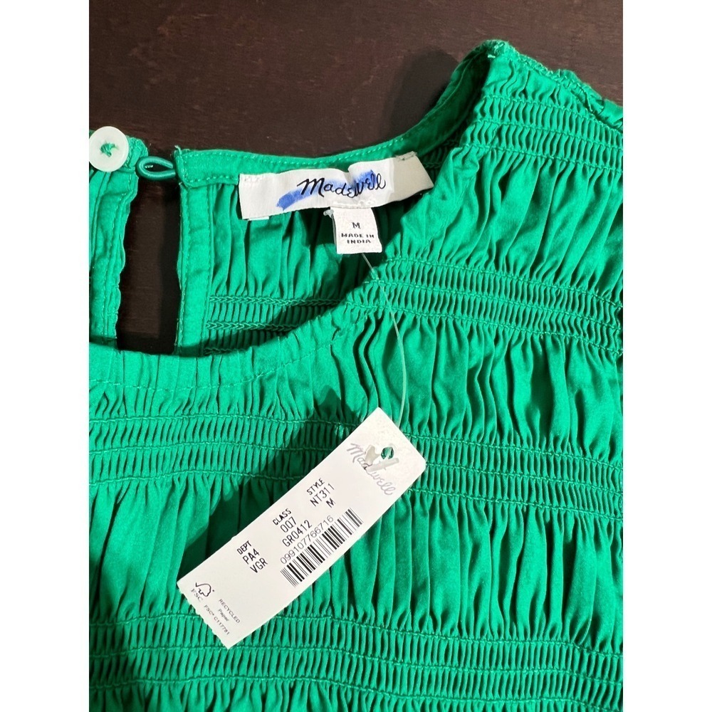 NWT Madewell Smocked Bodice Midi Dress Green Sleeveless Spring Wedding Guest - Picture 5 of 16